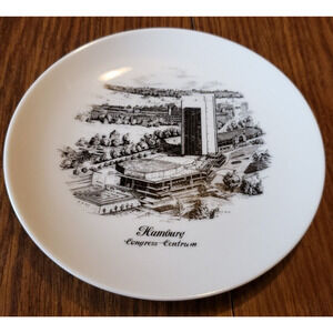 Hamburg Congress Contrum Vintage Mini Souvenir Plate Kaiser W Germany